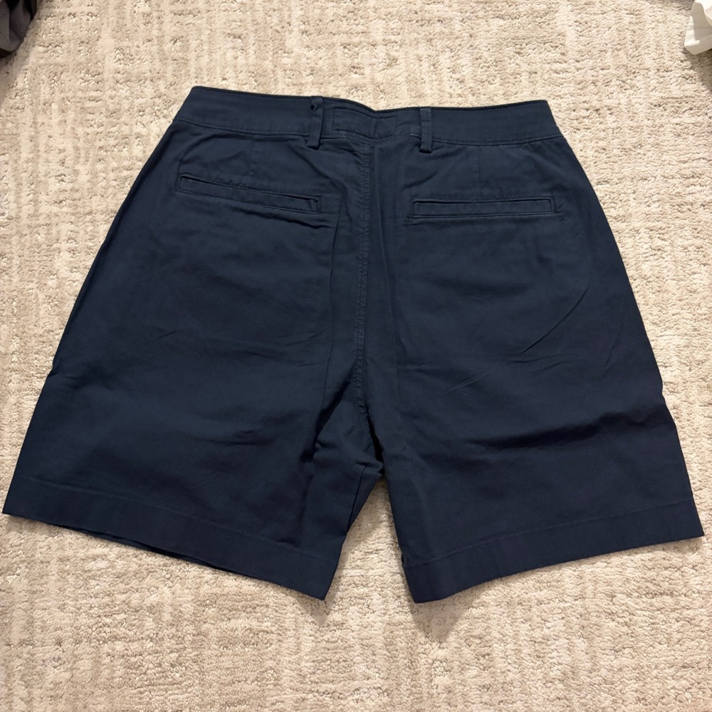 Abercrombie mens linen cotton blend navy blue plainfront 8” relaxed shorts BNWT - Picture 7 of 8